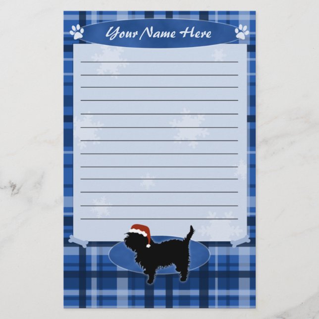 Blue Christmas Affenpinscher Stationery (Front)