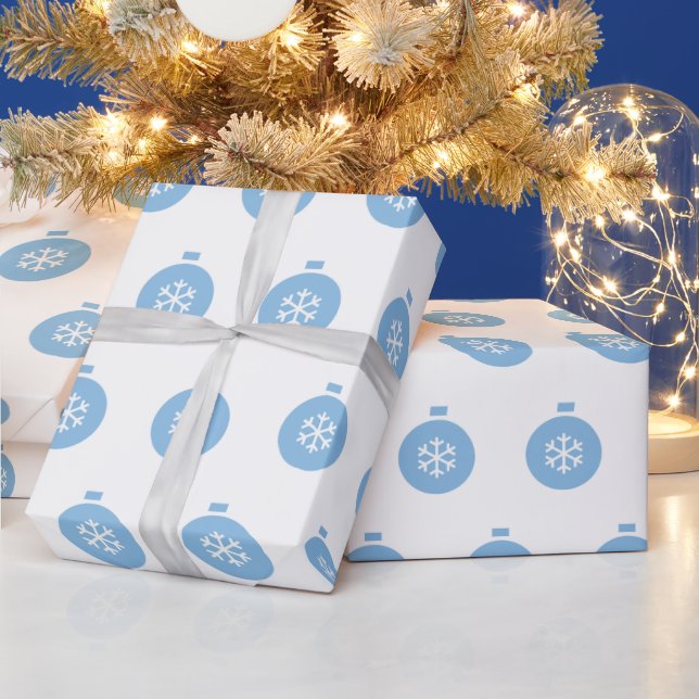 Blue Christmas Ball Wrapping Paper (Holidays)