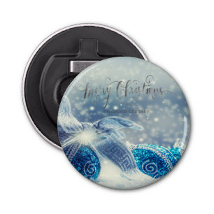 Blue Christmas Balls Bokeh   Bottle Opener