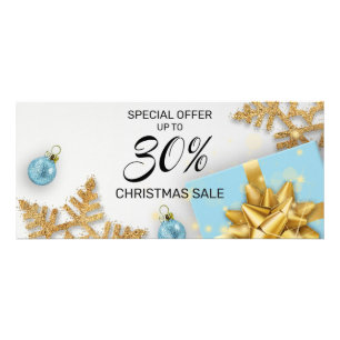 Blue Christmas Balls Gift Gold Snowflakes Discount Rack Card