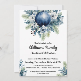 Blue Christmas Balls Invitation de fête de Noël