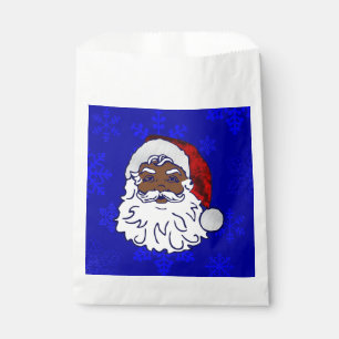 blue christmas black santa snowflakes favour bag