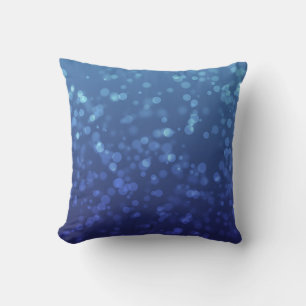 Blue Christmas Bokeh Pattern Throw Pillow