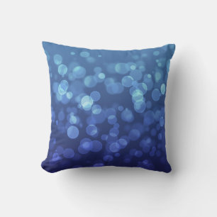 Blue Christmas Bokeh Throw Pillow