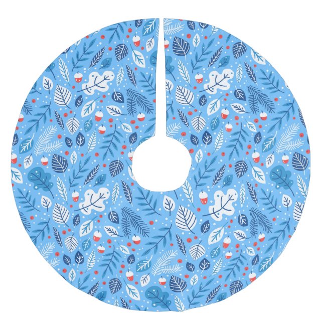 Blue Christmas Brushed Polyester Tree Skirt (Front)