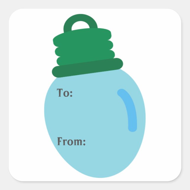 Blue Christmas Bulb Gift Tag Sticker (Front)