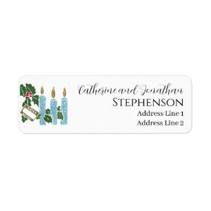 Blue Christmas Candles Married Couple Address