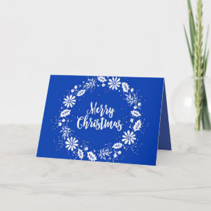 Blue Christmas Card for Friend with Wreath