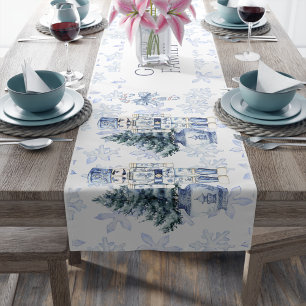 Blue Christmas Chinoiserie Nutcracker Medium Table Runner