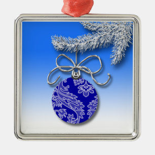 Blue Christmas Decoration Evergreen Tree Branch