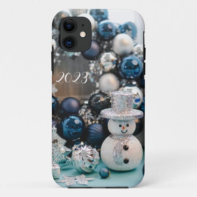  Blue Christmas decorations iPhone case (Back)