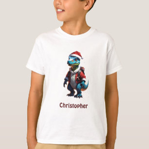 Blue Christmas dinosaur T-Shirt