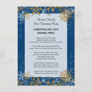 Blue Christmas Family Dinner Menu Modèle