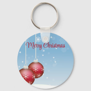 Blue Christmas Flakes With Ornament Keychain