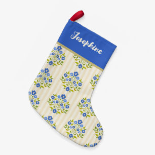 Blue Christmas Floral Art Custom Small Christmas Stocking