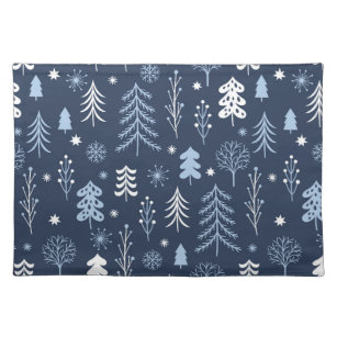 Blue Christmas Forest Placemat
