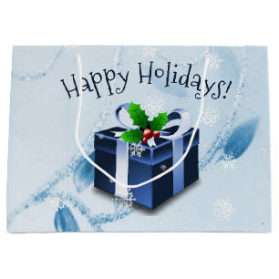 Blue Christmas Gift Box Gift Bag