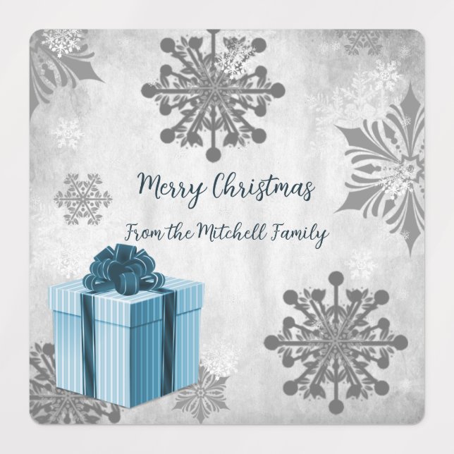 Blue Christmas Gift Holiday Baking Labels (Design 1)