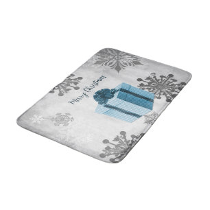 Blue Christmas Gift Holiday Bath Mat