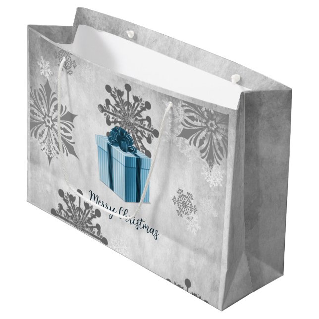 Blue Christmas Gift Holiday Gift Bag (Front Angled)