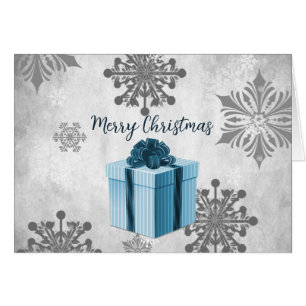 Blue Christmas Gift Holiday Greeting Card