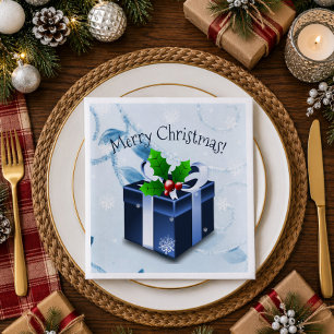 Blue Christmas Gift Paper Napkin