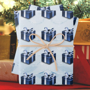 Blue Christmas Gift Wrapping Paper