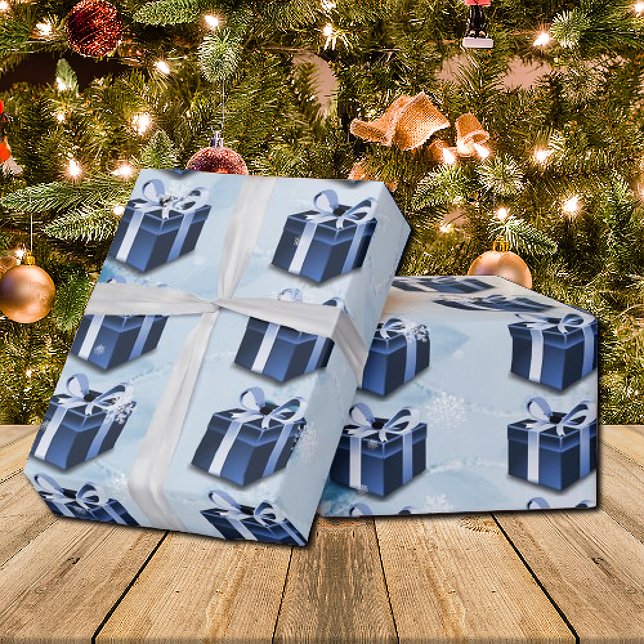 Blue Christmas Gift Wrapping Paper (Blue Christmas Gift Wrapping Paper)