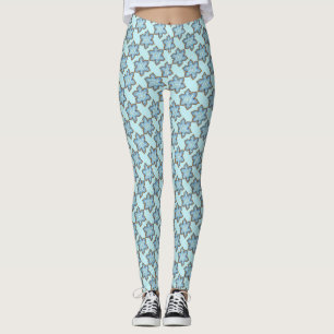 Blue Christmas Hanukkah Holiday Snowflake Cookies Leggings