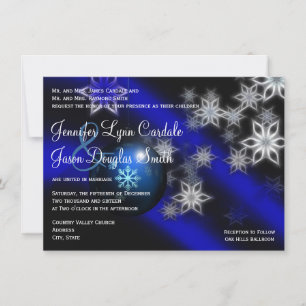 Blue Christmas Holiday Winter Wedding Invitations