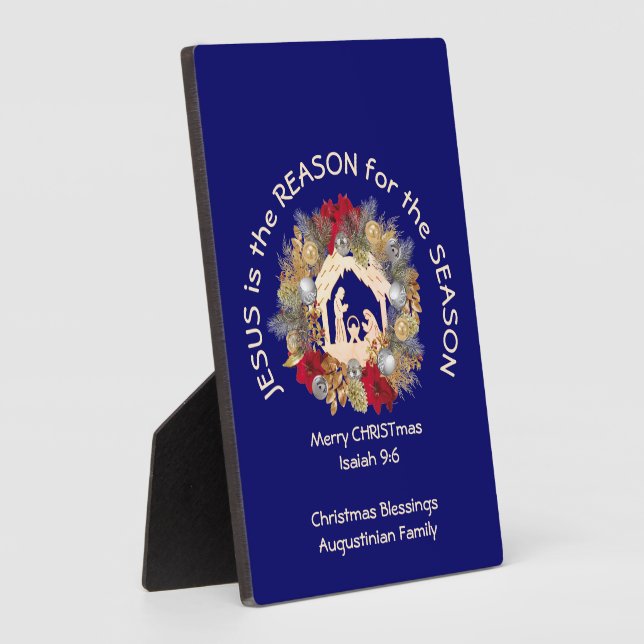 Blue Christmas JESUS IS THE REASON Plaque (Side)