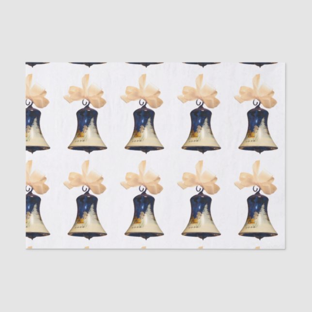 Blue Christmas Jingle Bells Tissue Paper (Front)