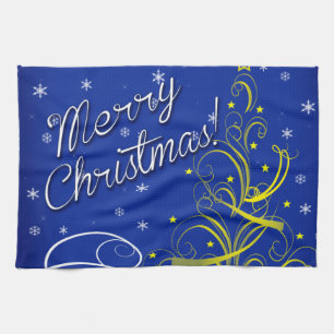 Blue Christmas Kitchen Towel