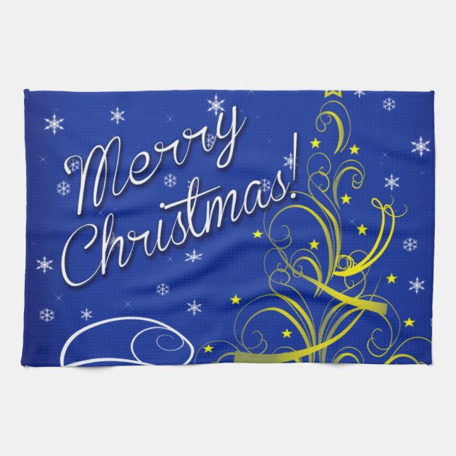 Blue Christmas Kitchen Towel (Horizontal)