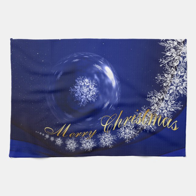 Blue Christmas Kitchen Towel (Horizontal)