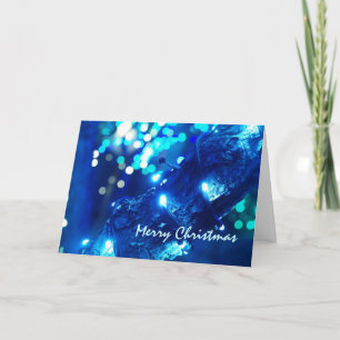 Blue Christmas Lights Greeting Card