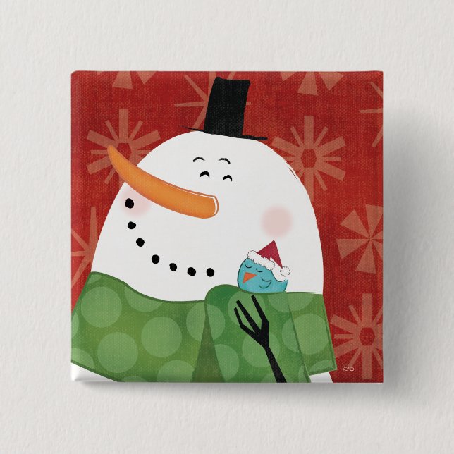 Blue Christmas Mug with Dark Cocoa 2 Inch Square Button (Front)