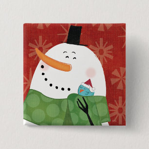 Blue Christmas Mug with Dark Cocoa 2 Inch Square Button
