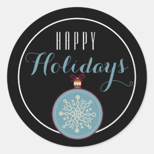 Blue Christmas Ornament Happy Holiday Sticker