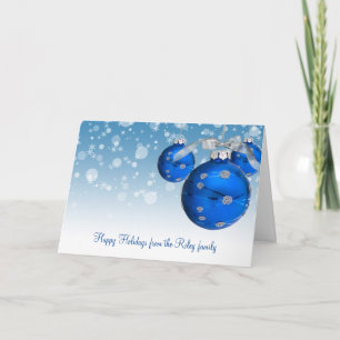 Blue  Christmas Ornament Holiday Card