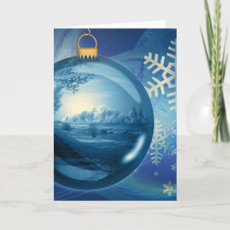Blue Christmas Ornament Holiday Card