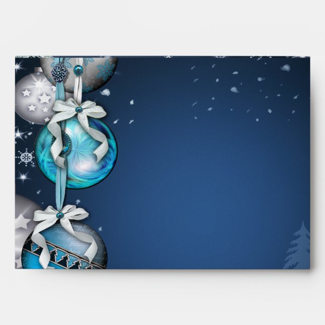 Blue Christmas Ornaments Blue Christmas Envelopes (Front)