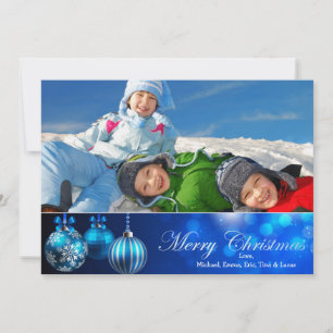 Blue Christmas Ornaments Holiday Card