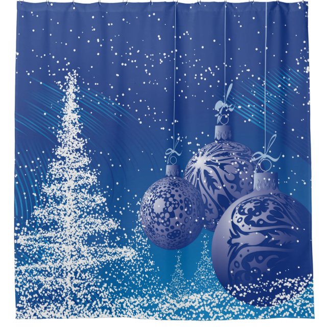Blue Christmas Ornaments White Christmas Tree (Front)
