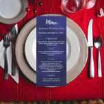 Blue Christmas party dinner menu<br><div class="desc">Christmas party dinner menu card.  Personalize and add a name/event,  date and the menu. A dark blue,  navy blue background,  white text. The blue colour is uneven.</div>