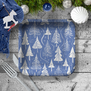 Blue Christmas Pattern#6 ID1009 Paper Plate