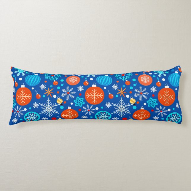 Blue christmas pattern body pillow (Front)