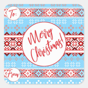 Blue Christmas Pattern Gift Stickers