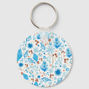 Blue Christmas Pattern Keychain