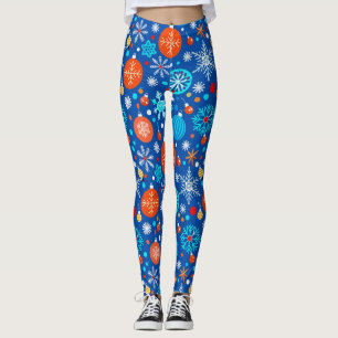 Blue christmas pattern leggings